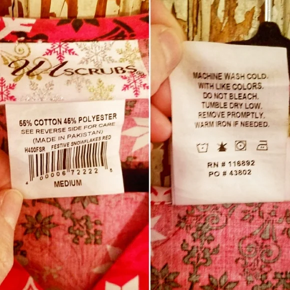 UA Scrubs Scrub Top Red Snowflake Print Size M - Picture 5 of 7